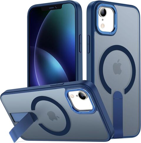 حافظة لهاتف iPhone XR متوافقة مع Magsafe، حامل مدمج غير مرئي [حماية من السقوط العسكري] غطاء حماية نحيف مغناطيسي قوي مضاد للصدمات لهاتف iPhone XR 6.1 (أزرق) in Saudi Arabia