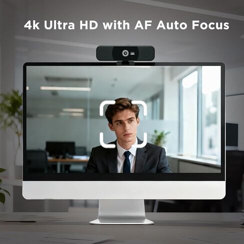 كاميرا ويب بدقة 4K مع ميكروفون ومكبر صوت، وكاميرا ويب للكمبيوتر الشخصي مع غطاء، و4 ميكروفونات مصفوفة، وسماعتين، وتصحيح تلقائي للضوء المنخفض، وكاميرا USB للمؤتمرات/الفصل عبر الإنترنت in Kuwait