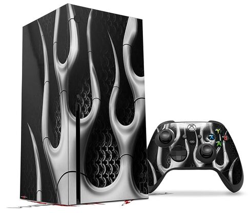 WraptorSkinz Skin Decal Vinyl Wrap compatible with the XBOX Series X Console and Controller - Metal Flames Chrome (GAMING CONSOLE NOT INCLUDED) in Saudi Arabia