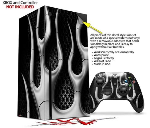 WraptorSkinz Skin Decal Vinyl Wrap compatible with the XBOX Series X Console and Controller - Metal Flames Chrome (GAMING CONSOLE NOT INCLUDED) in Saudi Arabia