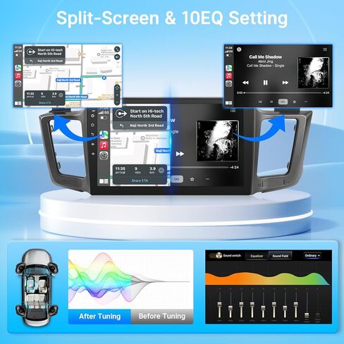 راديو سيارة Leadfan Android لسيارة Toyota RAV4 2013 2014 2015 2016 2017 2018 مع CarPlay Android Auto، شاشة لمس IPS 10.1 بوصة لسيارة RAV4 مع نظام ملاحة GPS بلوتوث WiFi SWC 2+32G in Kuwait