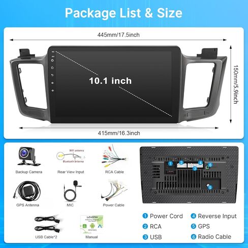 راديو سيارة Leadfan Android لسيارة Toyota RAV4 2013 2014 2015 2016 2017 2018 مع CarPlay Android Auto، شاشة لمس IPS 10.1 بوصة لسيارة RAV4 مع نظام ملاحة GPS بلوتوث WiFi SWC 2+32G in Kuwait