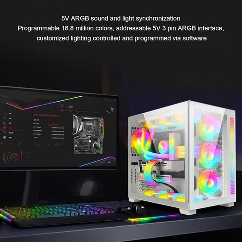 مجموعة غطاء كابل تمديد PSU، مجموعة شريط LED مضيء لكابلات وحدة معالجة الرسومات واللوحة الأم للكمبيوتر الشخصي، 5 فولت 3 دبوس ARGB مزامنة، كابل سيليكون قابل للانحناء لإمداد طاقة بطاقة الرسومات للوحة الأم للكمبيوتر الشخصي in Kuwait