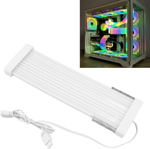 مجموعة غطاء كابل تمديد PSU، مجموعة شريط LED مضيء لكابلات وحدة معالجة الرسومات واللوحة الأم للكمبيوتر الشخصي، 5 فولت 3 دبوس ARGB مزامنة، كابل سيليكون قابل للانحناء لإمداد طاقة بطاقة الرسومات للوحة الأم للكمبيوتر الشخصي in Kuwait