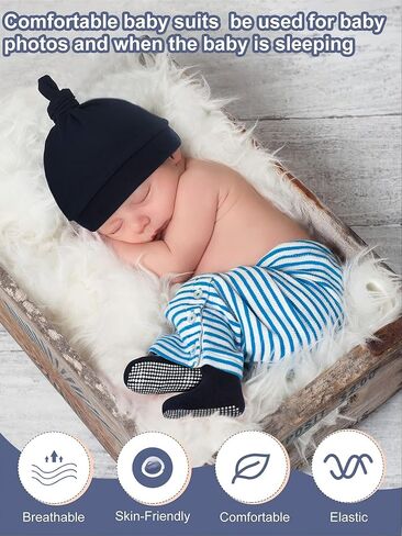 Baby Hats Newborn Knot Beanie No Scratch Mitten Non-Slip Sock for Boys and Girls in Saudi Arabia