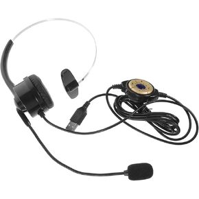 سماعة رأس للكمبيوتر USB سماعة أذن واحدة مع ميكروفون لمكتب مركز الاتصال لاستخدام سماعة ألعاب الأعمال المثبتة على الرأس باللون الأسود والمتوافقة مع الكمبيوتر الشخصي والهاتف الخلوي in Kuwait