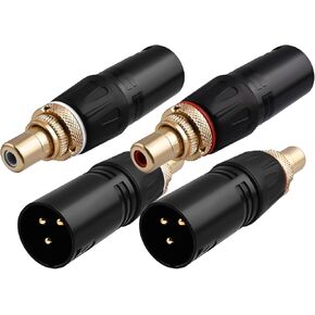 محول XLR إلى RCA مطلي بالذهب 24 قيراط (عبوة من قطعتين) - محول صوت Hi-Fi من XLR ذكر إلى RCA أنثى، محمي بسبائك الزنك لعشاق الصوت والاستديو المنزلي وإعداد الصوت الاحترافي in Kuwait