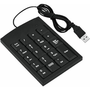لوحات مفاتيح رقمية USB محمولة رفيعة ولوحة أرقام صغيرة لأجهزة الكمبيوتر المحمول والكمبيوتر المكتبي، ولوحة مفاتيح USB ذات 10 مفاتيح باللون الأسود in Saudi Arabia