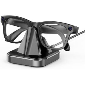 قاعدة شحن لنظارات Ray-Ban Meta الذكية، حامل شاحن محمول متوافق مع Wayfarer، Headliner، Skyler، HSTN، محطة شحن للسفر مع مؤشر LED، سبيكة مع قاعدة مرجحة غير قابلة للانزلاق in Kuwait