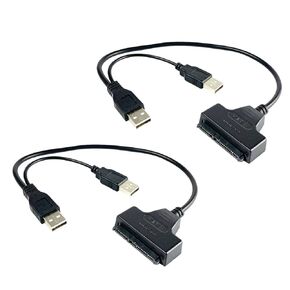 Uonlytech 2 قطعة 2.5 بوصة إلى كابل محول USB سلك بيانات القرص الصلب الخارجي مع مصدر طاقة USB لنقل بيانات SSD للكمبيوتر المحمول وتوصيل محرك الأقراص السهل in Kuwait