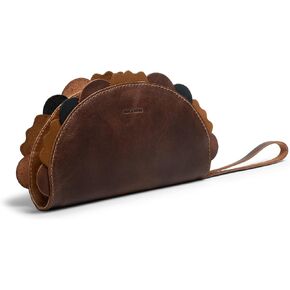Hide & Drink, Leather Multipurpose Taco Shape Wallet, Make Up Organizer, Cash Holder, Earphones Case, Accessories, Handmade Includes 101 Year Warranty :: Old Tobacco in Kuwait