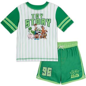 Disney Pixar Toy Story Alien Rex Slinky Dog Woody Baby Pullover Rash Guard and Swim Trunks Outfit Set Infant to Little Kid in Saudi Arabia