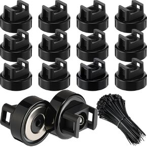 Yookeer 12 Pcs Magnet Zip Tie Mount Heavy Duty Black Magnetic Cable Clips Multipurpose Wire Cable Holder with 50 Pcs Nylon Ties for Home Office Marine Electrical Wiring in Kuwait