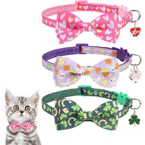 KOOLTAIL Cat Christmas Collar Breakaway with Bowtie and Bells, 3 Pack Cute Kitten Collars, Adjustable Safety Buckle Snowman Santa Claus Charm Pendant Pet Collars for Kitty Boys Girls Cats Holiday in Saudi Arabia