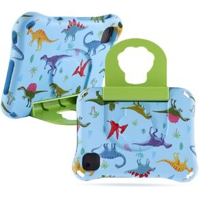 جراب Dinosaur REVVL Tab 2 5G 2025 مقاس 10.1 بوصة للأطفال الأولاد خفيف الوزن من مادة EVA مناسب للأطفال مع مقبض ومسند للأطفال وغطاء كامل مقاوم للصدمات هدية للأولاد (KL) in Kuwait