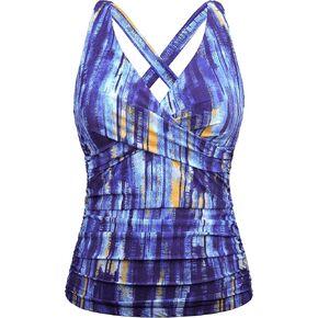 ملابس سباحة نسائية من Firpearl ملابس سباحة Underwire Tankini فقط برقبة على شكل حرف V لملابس سباحة كبيرة مكشكشة للتحكم في البطن ملابس استحمام علوية in Kuwait