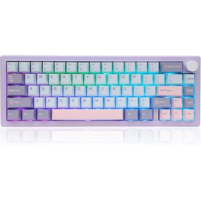 FKZ GMK67 Mechanical Keyboard,65% Mini Hot Swappable Custom Keyboard Gasket Tri-Mode Wireless BT5.0/2.4G/USB-C Wired RGB Gaming Keyboard with Knob Linear Switch&PBT Keycaps (Blue) in Kuwait