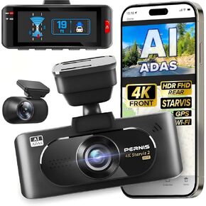 4K AI Dash Cam Front and Rear with Driver Monitor System, STARVIS Sensors, GPS, Night Vision, Rear FHD HDR Wide Angle, 3.16" IPS, 64GB Card Included, Emergency Lock, Parking Mode in Saudi Arabia