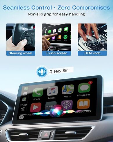 محول CarPlay اللاسلكي لهواتف iPhone، اتصال تلقائي أسرع 3X، بدون تأخير، التوصيل والتشغيل مع Bluetooth 4 وWiFi 6، دونجل صغير، يتضمن كابل تمديد USB وUSB-C، وتحويل لاسلكي مستقر in Kuwait