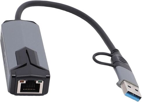 Gugxiom 5G USB 3.0 Ethernet Adapter, 5000Mbps 2 in 1 USB A Type C to RJ45 High Speed LAN Network Converter, Gigabit Internet Dongle for PC Laptop in Saudi Arabia