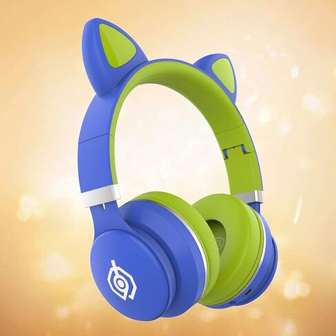 Stereo Gaming Headset with Mic for Pc Mobile Phone Sound Cat Ear Headphones Lightweight Self-Adjusting Over Ear Office Headphones - Blue Green 150X100X50Mm/Blue Green/150 * 100 * 50Mm in Saudi Arabia