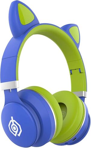Stereo Gaming Headset with Mic for Pc Mobile Phone Sound Cat Ear Headphones Lightweight Self-Adjusting Over Ear Office Headphones - Blue Green 150X100X50Mm/Blue Green/150 * 100 * 50Mm in Saudi Arabia
