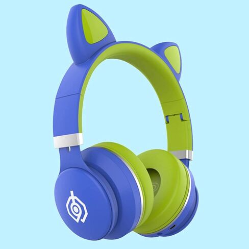 Stereo Gaming Headset with Mic for Pc Mobile Phone Sound Cat Ear Headphones Lightweight Self-Adjusting Over Ear Office Headphones - Blue Green 150X100X50Mm/Blue Green/150 * 100 * 50Mm in Saudi Arabia