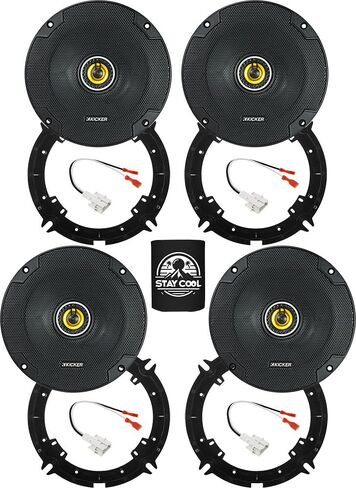 KICKER Speakers 6.5 inch for Hyundai Santa Cruz 2022 Upgrade Kit - 4 Pack of CS Series with Adapters and Harness, Coaxial 6 1/2 Car Audio Front and Rear Door Speaker CSC65, 46CSC654 in Saudi Arabia