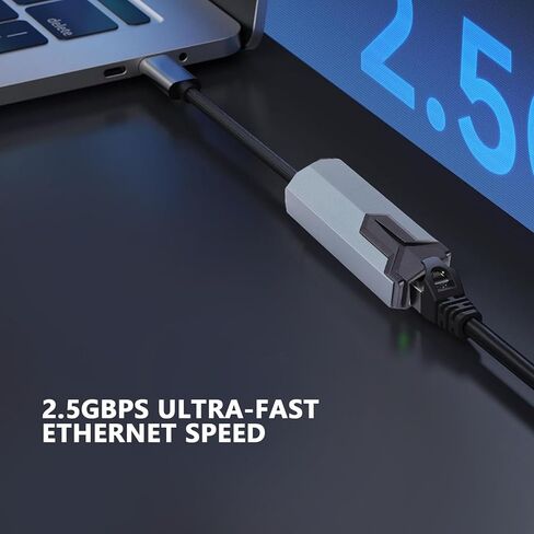 محول USB C إلى إيثرنت، محول شبكة 2.5 جيجا بايت من الألومنيوم من النوع C إلى RJ45 LAN مع التوصيل والتشغيل، لأجهزة OS X Linux Chrome OS iOS Thunderbolt 3 4 5 in Kuwait