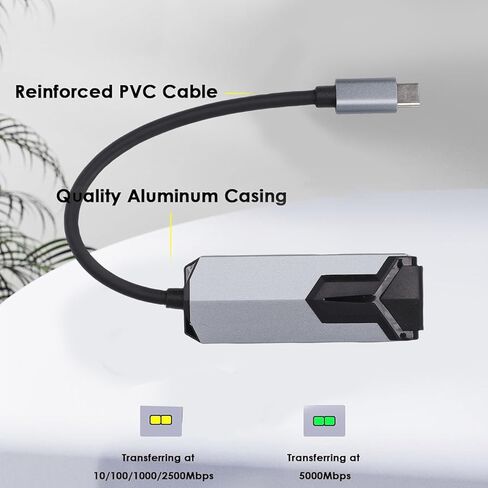 محول Ciciglow USB C إلى Ethernet، محول من النوع C إلى RJ45، نقل بيانات بسرعة 5 جيجابت في الثانية، محول شبكة جيجابت إيثرنت LAN لأجهزة الكمبيوتر المحمولة والأجهزة اللوحية in Kuwait