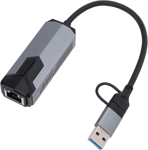 محول Vikye 5 جيجابت في الثانية USB C إلى RJ45 LAN، محول شبكة USB من سبائك الألومنيوم 5000 ميجا بت في الثانية USB A من النوع C RJ45 إلى محول إيثرنت جيجابت من النوع C in Kuwait