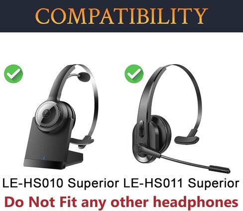 SOULWIT Replacement Earpads Cover for LEVN LE-HS010 (Superior/Basic), LE-HS011 Superior Bluetooth Headsets, Cushions Ear Pads Cover with Soft Protein Leather - Black in Saudi Arabia