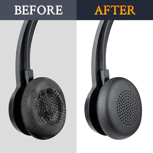 SOULWIT Replacement Earpads Cover for LEVN LE-HS010 (Superior/Basic), LE-HS011 Superior Bluetooth Headsets, Cushions Ear Pads Cover with Soft Protein Leather - Black in Saudi Arabia