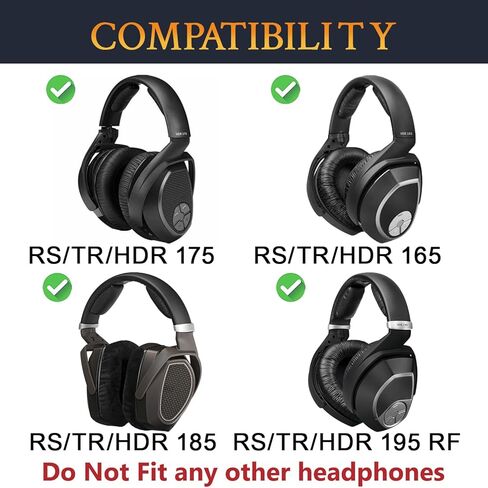 SOULWIT Lambskin Earpads Replacement for Sennheiser RS165/TR165/RS175/TR175/RS185/TR185/RS195/TR195(RS/TR 165 175 185 195 RF), Ear Pads Cushions for HDR165/175/185/195(HDR 195RF) - Black in Saudi Arabia