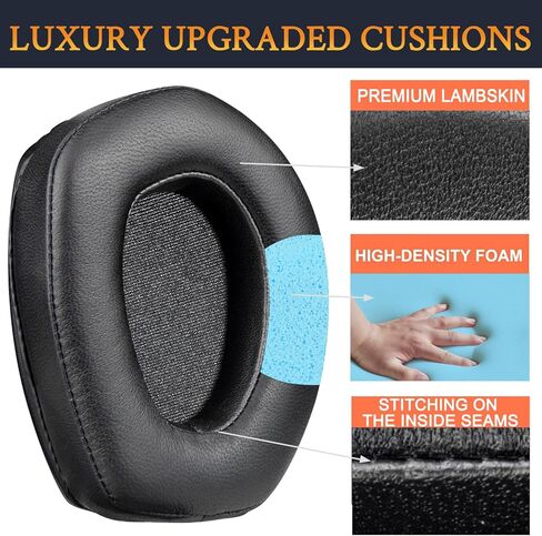 SOULWIT Lambskin Earpads Replacement for Sennheiser RS165/TR165/RS175/TR175/RS185/TR185/RS195/TR195(RS/TR 165 175 185 195 RF), Ear Pads Cushions for HDR165/175/185/195(HDR 195RF) - Black in Saudi Arabia