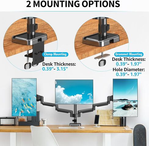 MOUNTUP Triple Monitor Stand Mount+Laptop and Monitor Desk Mount in Saudi Arabia