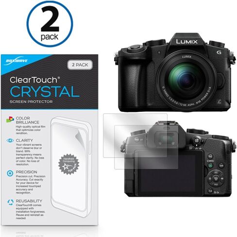 واقي شاشة BoxWave متوافق مع Panasonic Lumix DMC-G85 - ClearTouch Crystal (عبوتان)، غلاف فيلم عالي الدقة - يحمي من الخدوش in Saudi Arabia