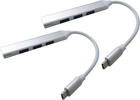 حزمة من 2 USB-C نوع C إلى USB 3.0 4 منافذ Hub Splitter متوافق مع iPad Pro، 5Gpbs، فضي in Saudi Arabia
