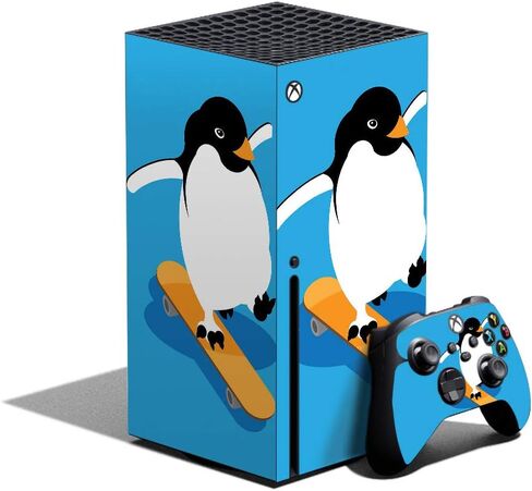 غلاف MightySkins المتوافق مع حزمة Xbox Series X - Skater Penguin | غطاء ملتف واقٍ ومتين وفريد ​​من نوعه من الفينيل | سهل التطبيق وتغيير الأنماط | صنع في الولايات المتحدة الأمريكية in Kuwait