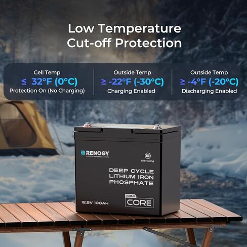 Lithium Battery 12V 100AH LiFePO4 Battery with DualHeat Self-Heating 100A BMS 9.02x8.39x5.43 Group 22NF Deep Cycle Batteries for Icefishing, Trolling Motor, RV, Off Grid Solar System Black in Kuwait