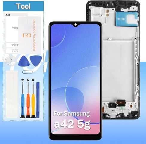 Screen Replacement for Samsung Galaxy A42 5G 6.6" SM-A426B A426U A426V A4260 LCD Display Touch Digitizer Assembly with Tools(No Fingerprint,Black with Frame) in Kuwait