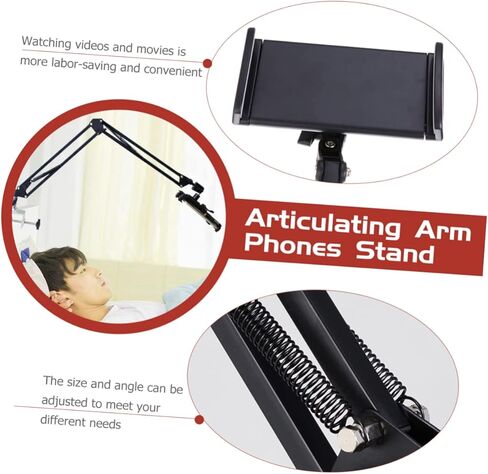 Articulating Arm Phone Mount Arm Bracket for Desk Bed Tablet Holder Dual Rotation Compatible Smartphones Easy Installation Design in Saudi Arabia