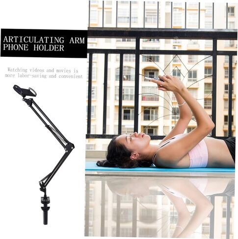 Articulating Arm Phone Mount Arm Bracket for Desk Bed Tablet Holder Dual Rotation Compatible Smartphones Easy Installation Design in Saudi Arabia