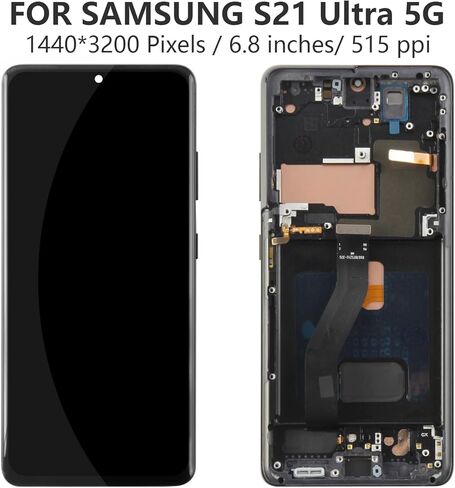 استبدال شاشة TFT لهاتف Samsung Galaxy S21 Ultra 5G لهاتف Samsung G998 Display S21 Ultra 5G LCD مجموعة محول رقمي لشاشة تعمل باللمس لمجموعة G998 SM-G998B SM-G998U LCD مع أدوات (أسود) in Kuwait