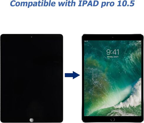 مجموعة محول رقمي لشاشة LCD تعمل باللمس جديدة متوافقة مع Apple iPad Pro 10.5 (2017) A1701، A1709، A1852 [10.5 بوصة] مع أدوات إصلاح - مع وظيفة بصمة الإصبع in Saudi Arabia