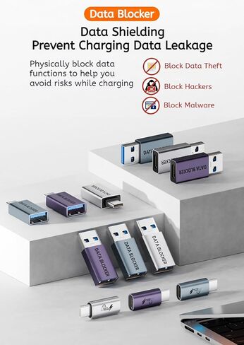 محول USB C لحظر البيانات، متوافق مع الشحن السريع، حماية نقل البيانات (4، أرجواني) in Kuwait