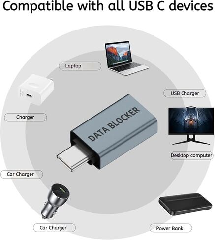 محول USB C لحظر البيانات، متوافق مع الشحن السريع، حماية نقل البيانات (4، أرجواني) in Kuwait