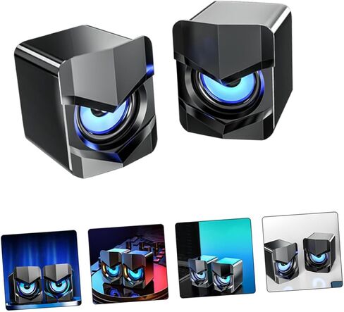 سماعات كمبيوتر مكتبي USB صغيرة مع مضخم صوت سلكي، ومكبرات صوت مدمجة للوسائط المتعددة لاستخدام الكمبيوتر المحمول في المكتب، ونظام صوت يعمل بتيار مستمر 5 فولت باللون الأسود in Kuwait
