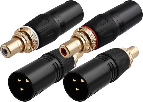 محول XLR إلى RCA مطلي بالذهب 24 قيراط (عبوة من قطعتين) - محول صوت Hi-Fi من XLR ذكر إلى RCA أنثى، محمي بسبائك الزنك لعشاق الصوت والاستديو المنزلي وإعداد الصوت الاحترافي in Kuwait
