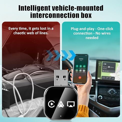 محول السيارة اللاسلكي Ciieeo: محول تلقائي لاسلكي 3 في 1 للتشغيل التلقائي - 5. محول USB A إلى C - توصيل وتشغيل موصل الهاتف لاستخدام السيارة in Kuwait